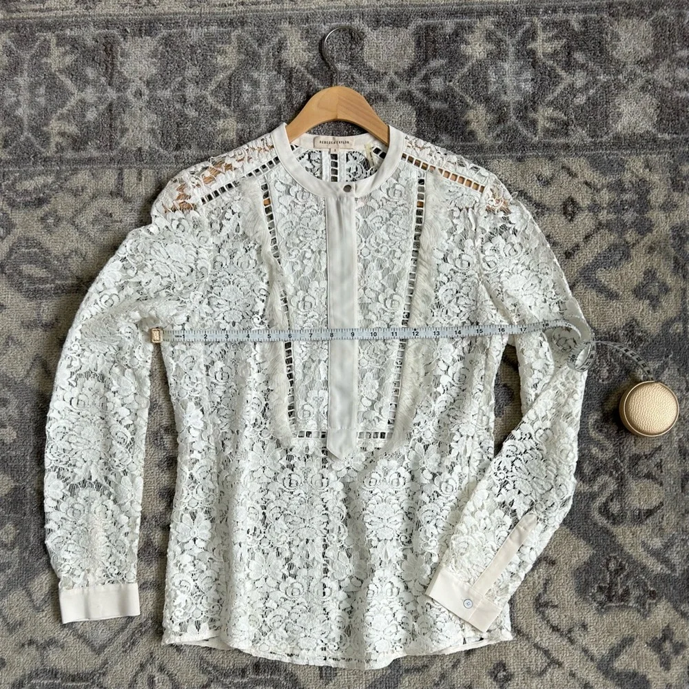 🤍 Rebecca Taylor White Lace Blouse - Picture 5 of 9